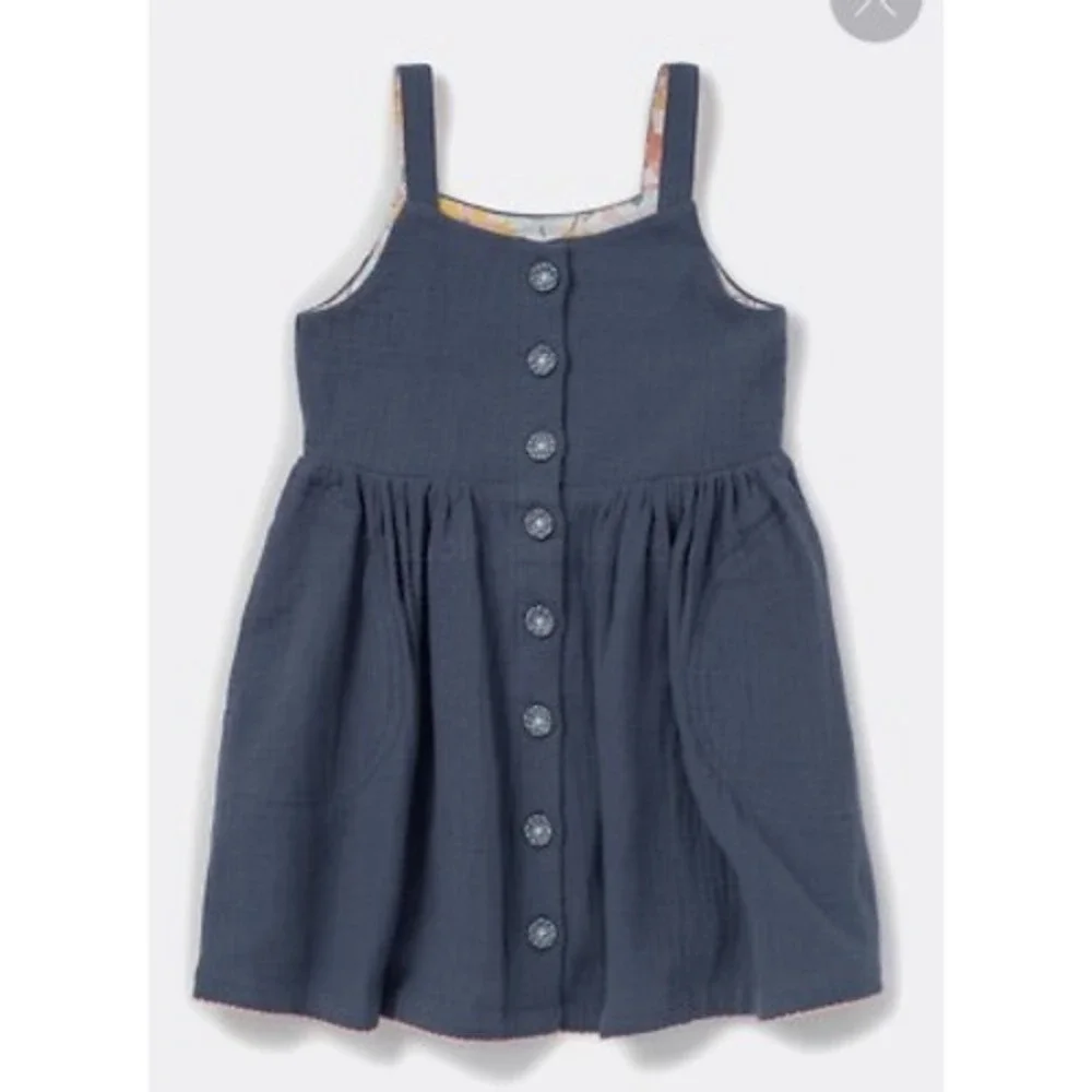 Matilda Jane Fallon Jumper Dress Kids Blue Just Imagine Button Front Gauze